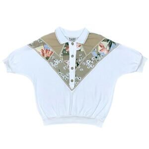 Womens Vintage 90's Teddi Floral Polo w/ Shoulder Pads - [Size L?]